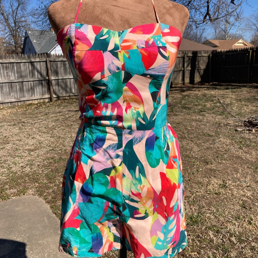 Amanda Uprichard Multicolor Strapless Romper